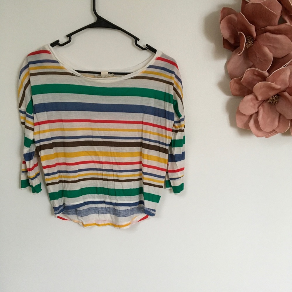 Colorful Striped 3/4 Sleeve Top